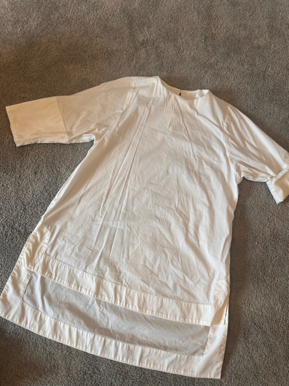 White Women's Tunic Top - Minimal Short Sleeve Tunic